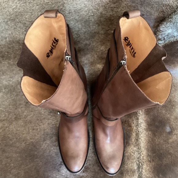 Spirit Lucchese Boot Co Mid Height Wrap Detail Leather Boots - Picture 10 of 11